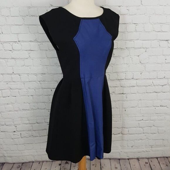 PLENTY BY TRACY REESE Dress Ottoman Leather Knit sz 8 Blue Black - Picture 3 of 6